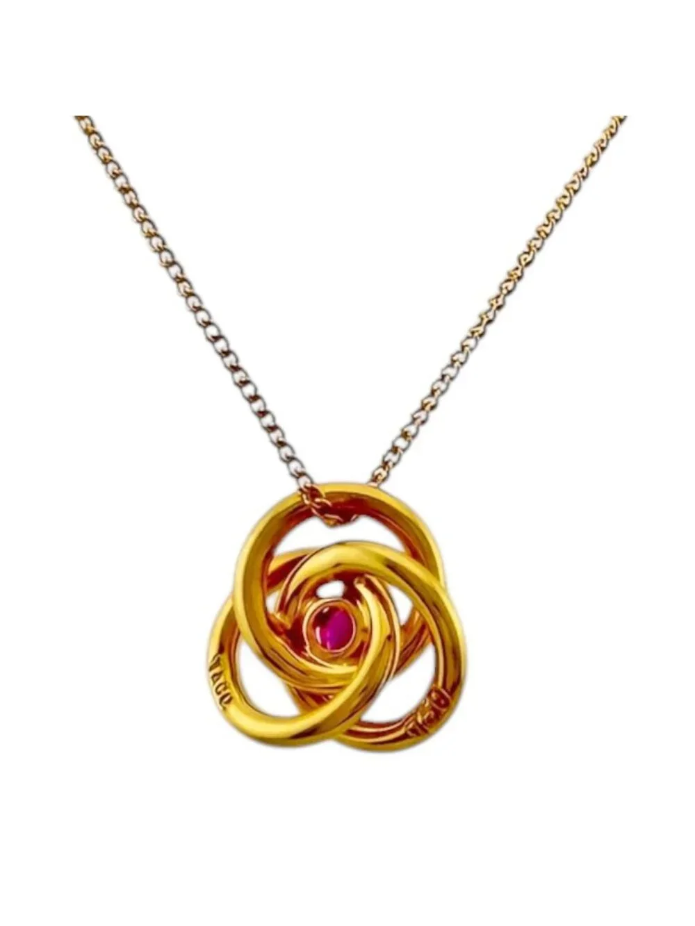 Tiffany & Co Triple Circle Necklace 18k Yellow Gold Ruby